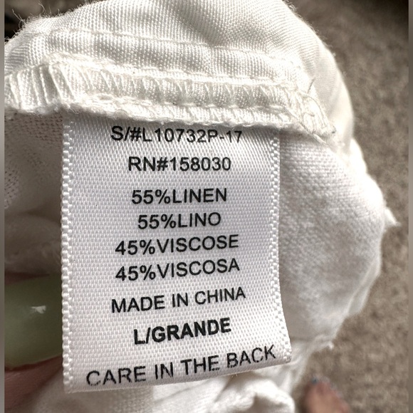 Love Tree White Sporty-Dressy Style Easy Wear, Elastic Waistband Linen Shorts L - Picture 6 of 7